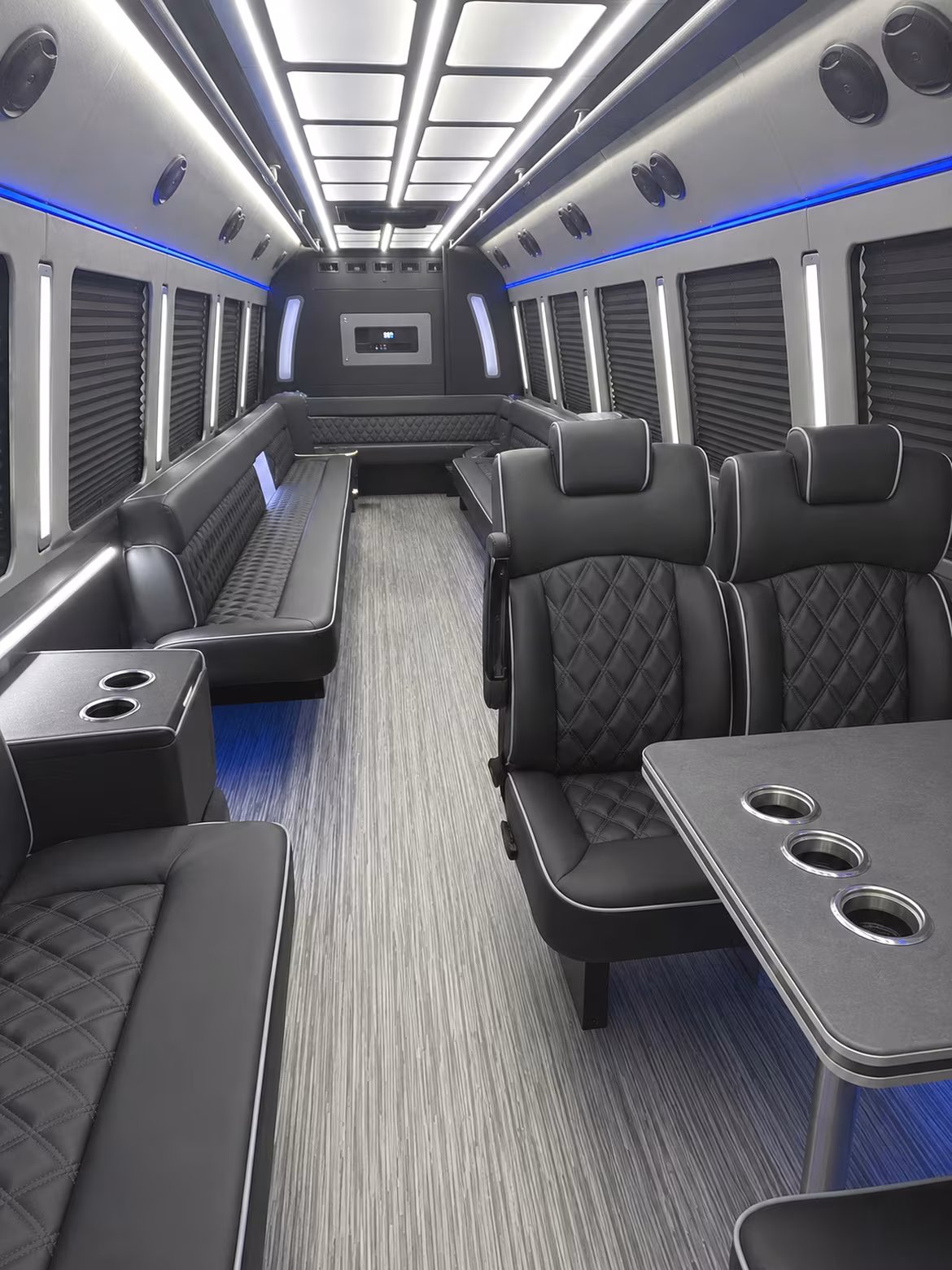 bloomington 25 passenger party bus inside