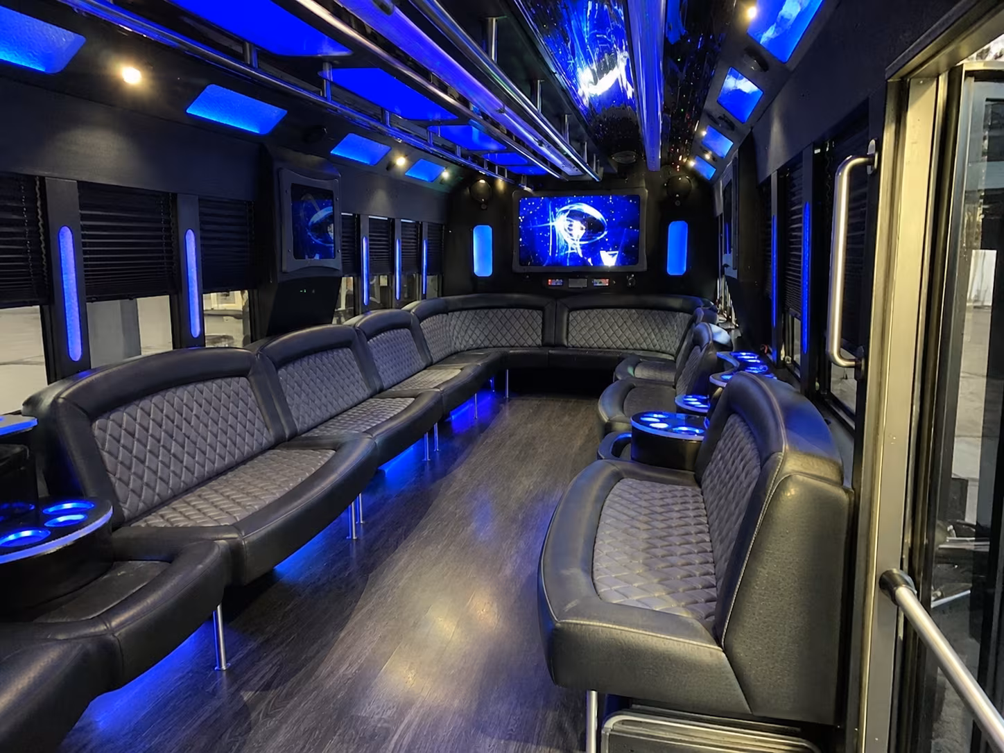 bloomington 28 passenger party bus interior
