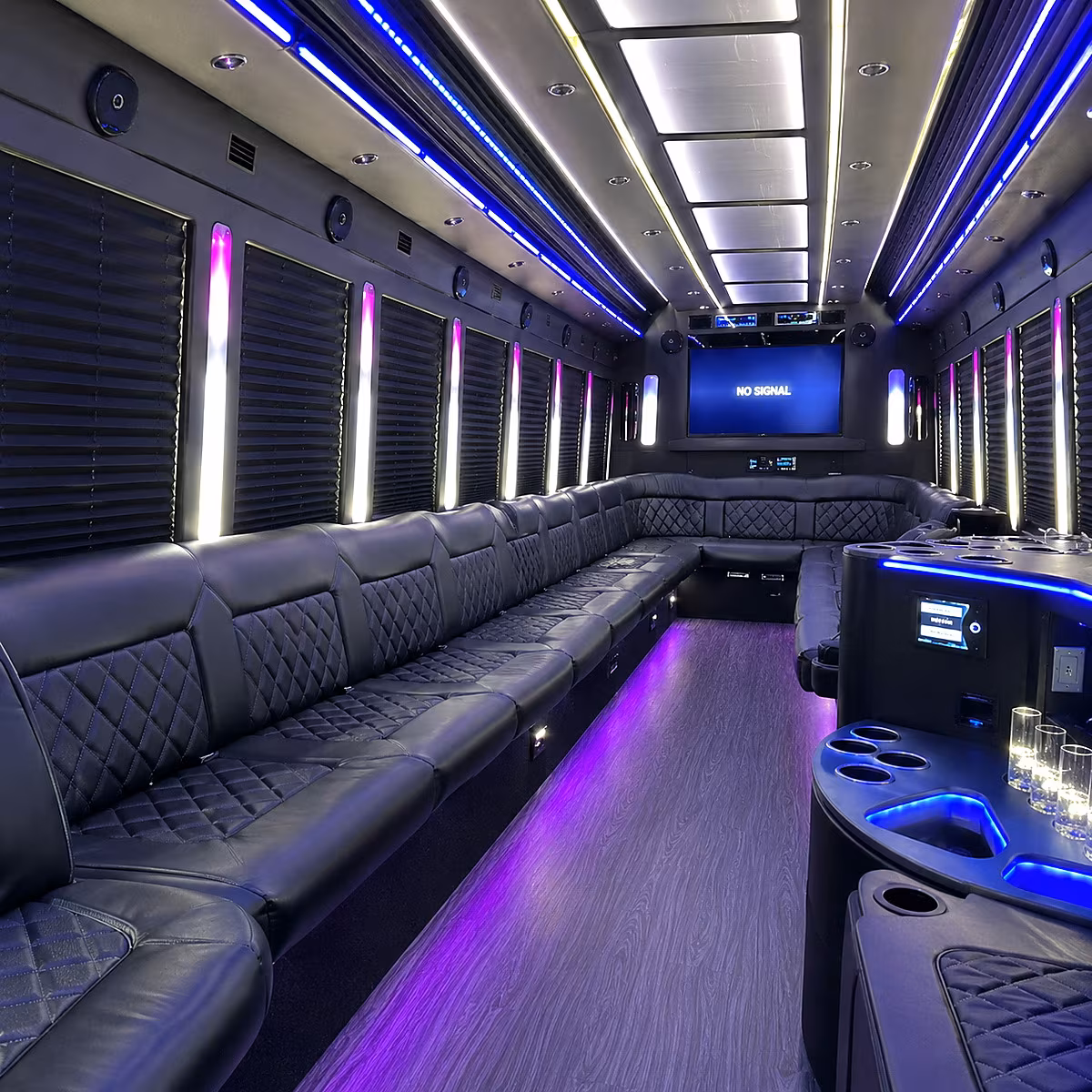 bloomington 30 passenger party bus inside