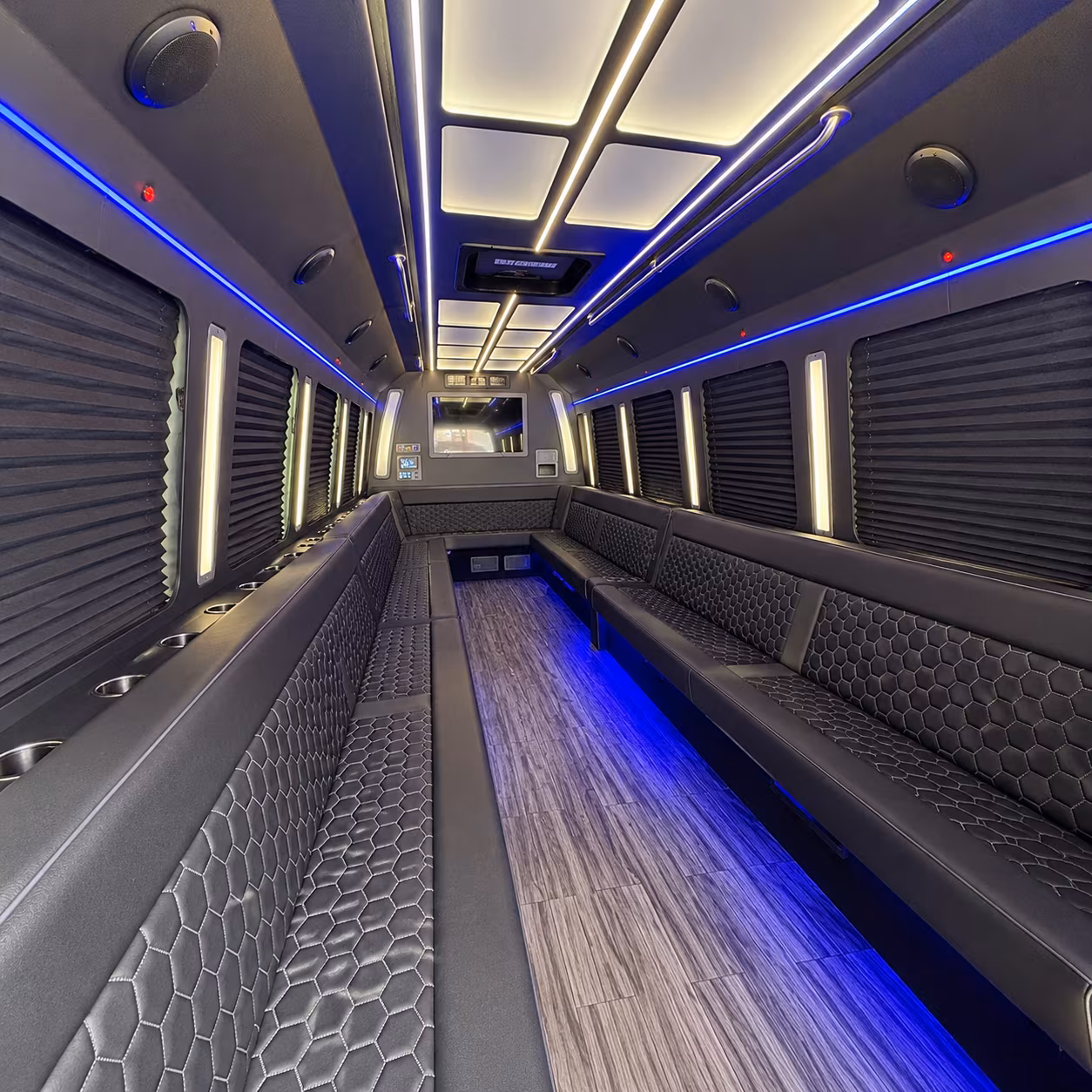 bloomington 30 passenger party bus interior