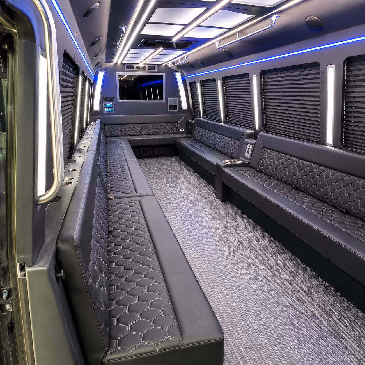 bloomington 40 passenger party bus interior