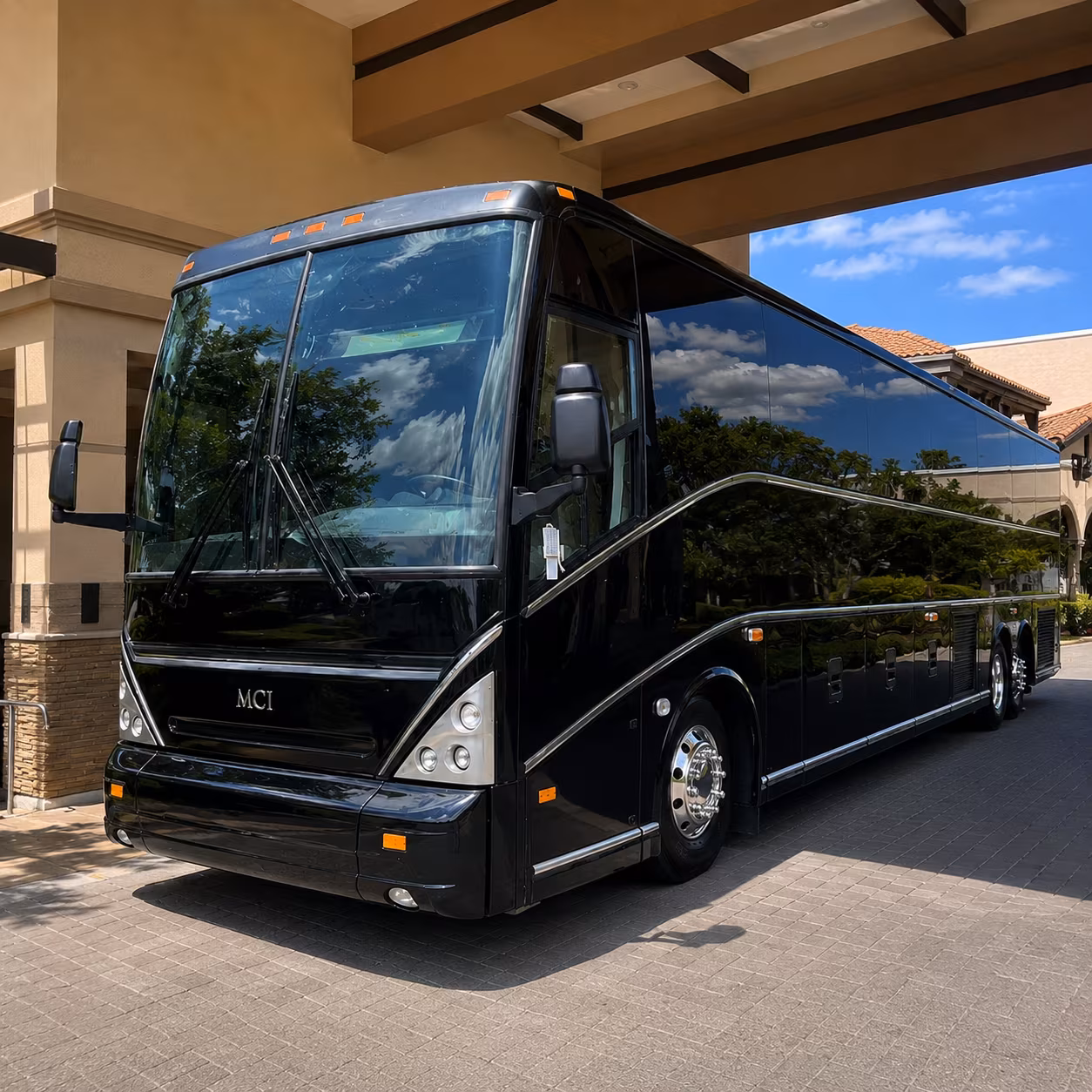bloomington charter bus rental exterior
