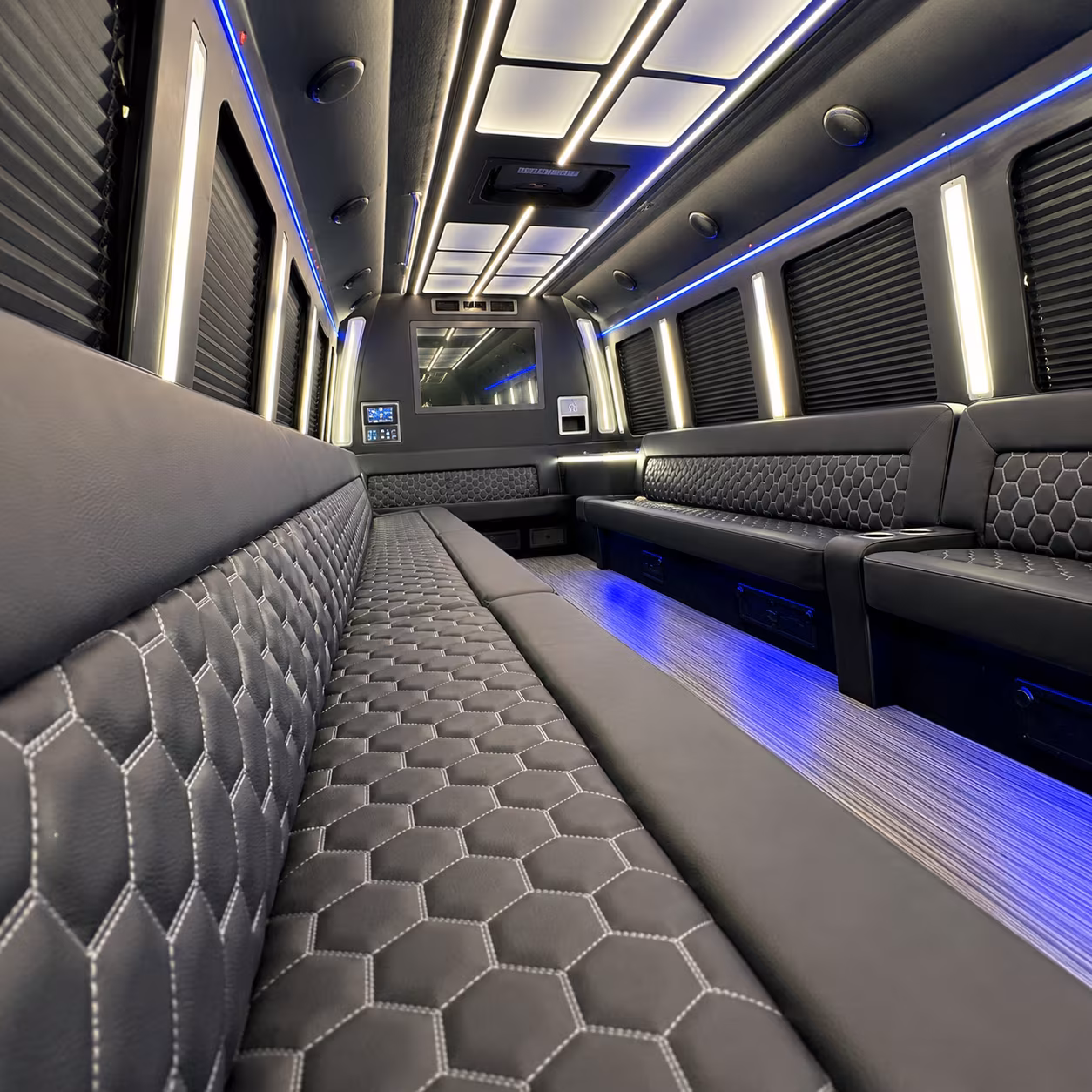 bloomington party bus rental interior